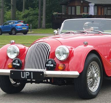 UK Number Plate UP 1 on a 1986 RED Morgan 4/4