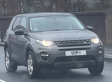 UK Number Plate UYP 1 on a 2016 Grey Land Rover Discovery Sport