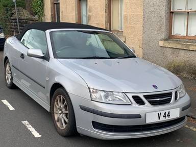 UK Number Plate V 44 on a 2007 Silver Saab 9-3