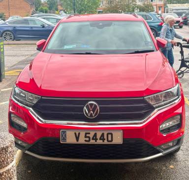 UK Number Plate V 5440 on a 2021 RED Volkswagen T-Roc Active Tsi Evo S-A