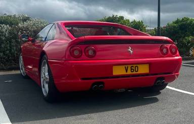 UK Number Plate V 60 on a 1995 RED Ferrari F355