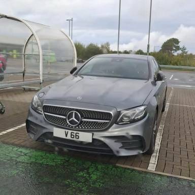 UK Number Plate V 66 on a 2019 Grey Mercedes-Benz E