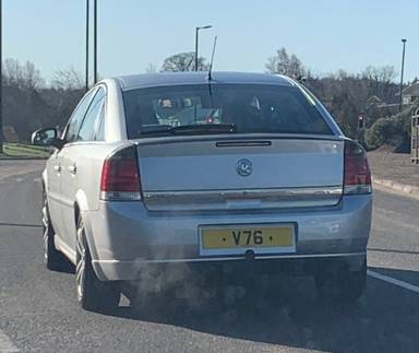UK Number Plate V 76 on a 2008 Silver Vauxhall Vectra
