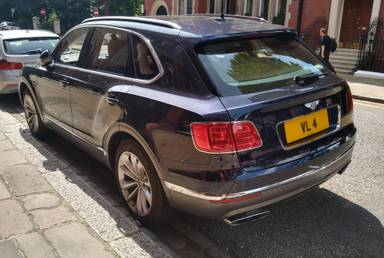 UK Number Plate VL 4 on a 2016 Blue Bentley Bentayga