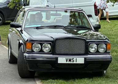 UK Number Plate VMS 1 on a 1998 Green Bentley Brooklands