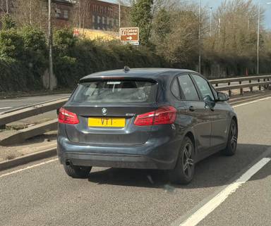 UK Number Plate VT 1 on a 2016 Blue BMW 218