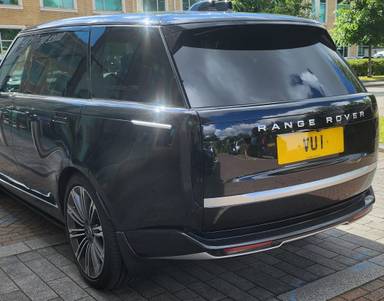 UK Number Plate VU 1 on a 2024 Black Land Rover Range Rover Autobio D Mhev A