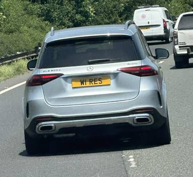 UK Number Plate W1 RES on a 2024 Silver Mercedes-Benz Gle 300 Amg Ln Prem D Mhev 4ma