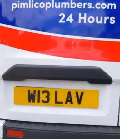 UK Number Plate W13 LAV on a 2022 White Ford Transit Custom 280 Trend Eblue