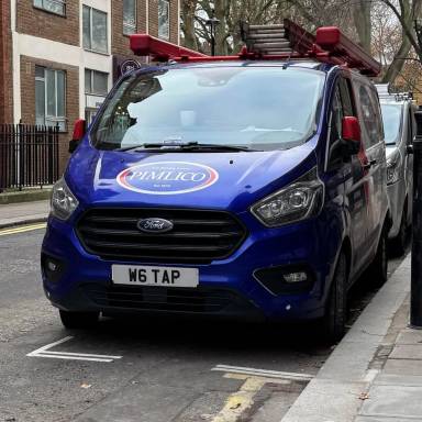 UK Number Plate W6 TAP on a 2022 White Ford Transit Custom 280 Trend Eblue