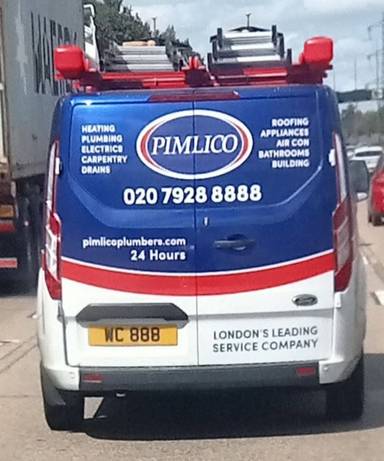 UK Number Plate WC 888 on a 2023 White Ford Transit Custom 320 Trend Eblue