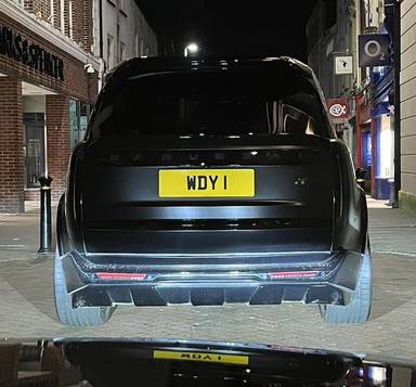 UK Number Plate WDY 1 on a 2022 Black Land Rover Range Rover Se Phev Auto