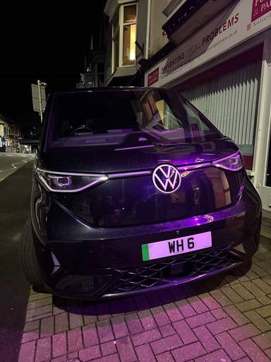 UK Number Plate WH 6 on a 2025 Black Volkswagen Id Buzz Gtx