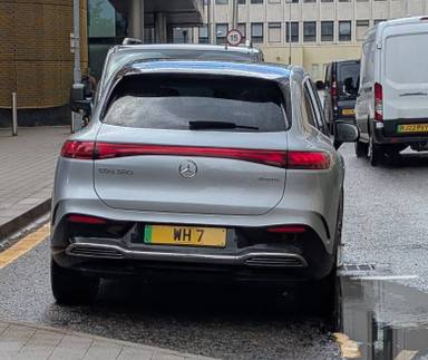 UK Number Plate WH 7 on a 2023 Silver Mercedes-Benz Eqs 580 Business Class 4matic