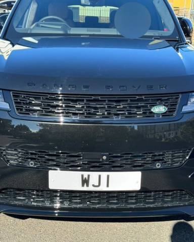 UK Number Plate WJ 1 on a 2024 Black Land Rover Range Rover Spt Autobio Phev A
