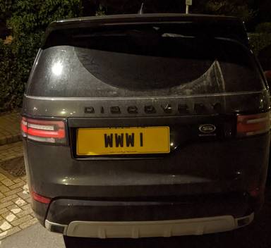 UK Number Plate WWW 1 on a 2019 Grey Land Rover