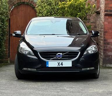 UK Number Plate X 4 on a 2014 Black Volvo V40