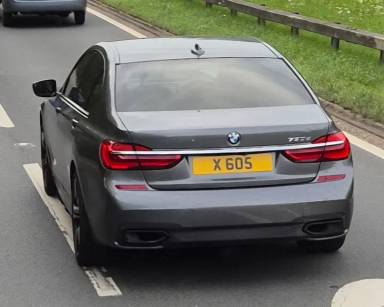 UK Number Plate X 605 on a 2018 Grey BMW 730