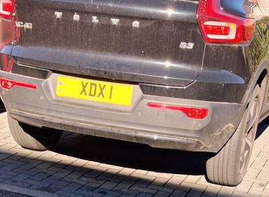 UK Number Plate XDX 1 on a 2024 Black Volvo Xc40 Ultimate B3 Mhev Auto