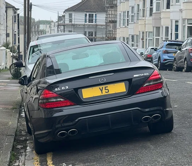 UK Number Plate Y 5 on a 2008 Black Mercedes SL