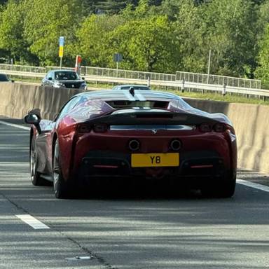 UK Number Plate Y 8 on a 2021 RED Ferrari Sf90 Assetto Fiorano S-A